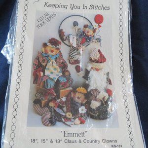 Emmett & Country Clowns & Santa Doll Patterns 13-18" Cellar Folk Series (923)